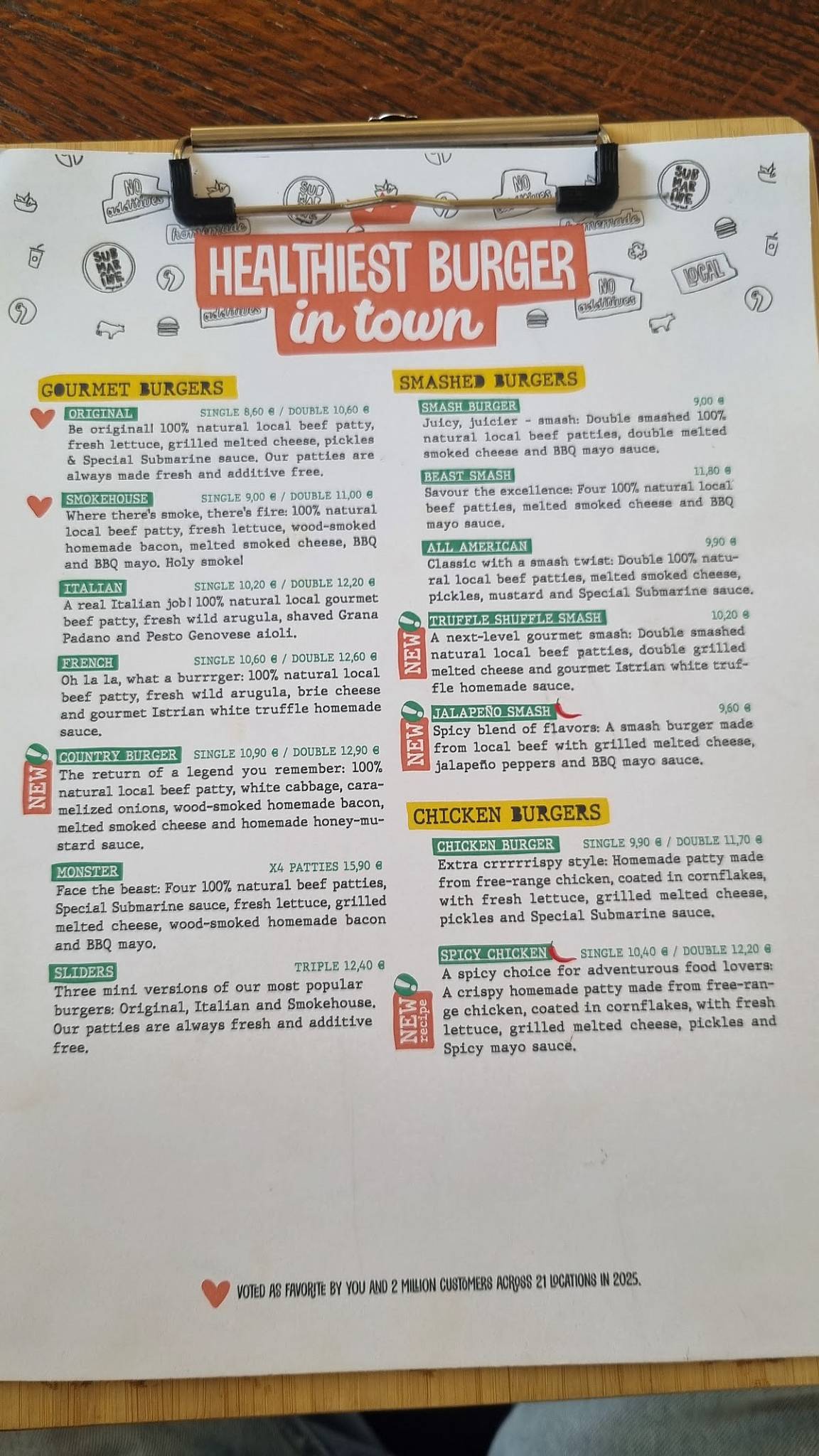 Submarine Burger Rijeka меню