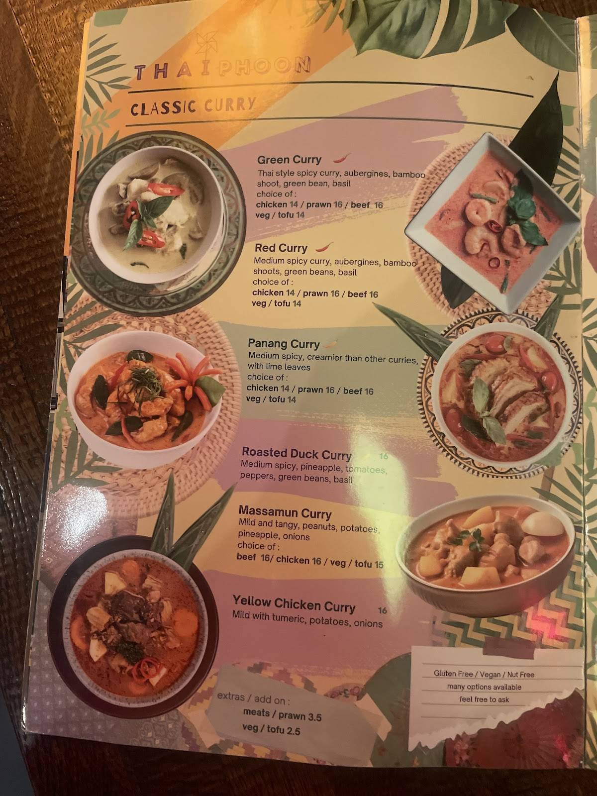 Thaiphoon меню