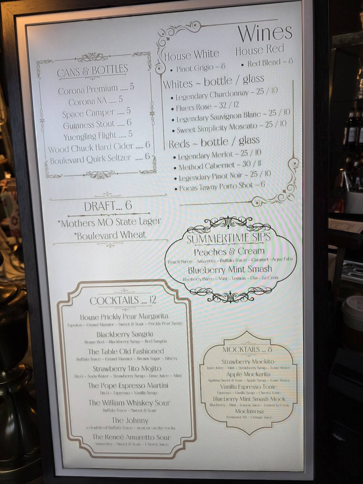 The Table Restaurant меню