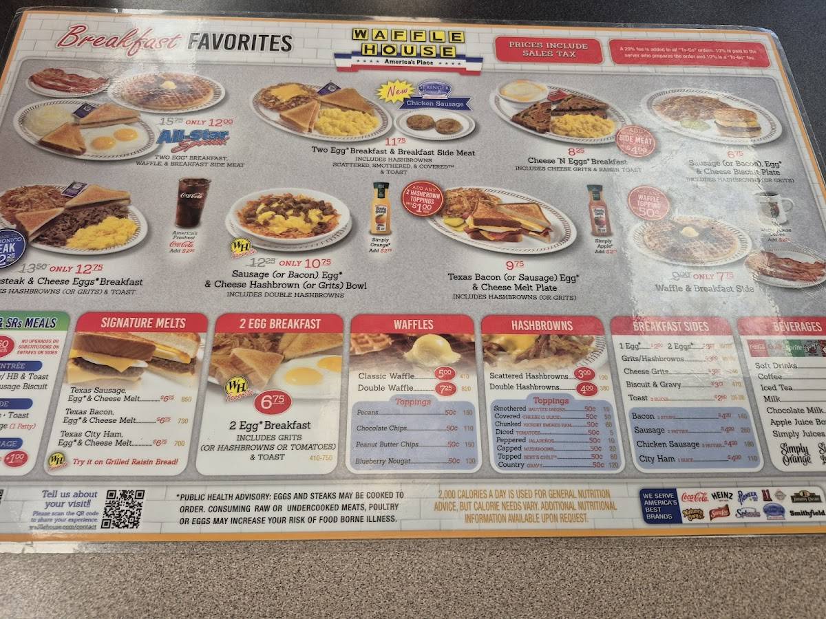 Waffle House меню