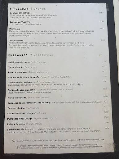 Restaurante Badulaque меню