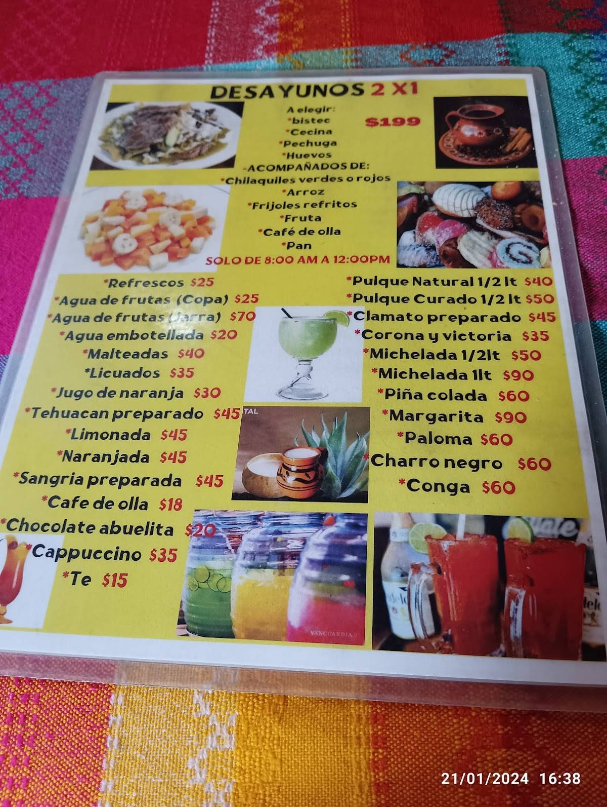 Restaurante FRAY VALENTÍN меню