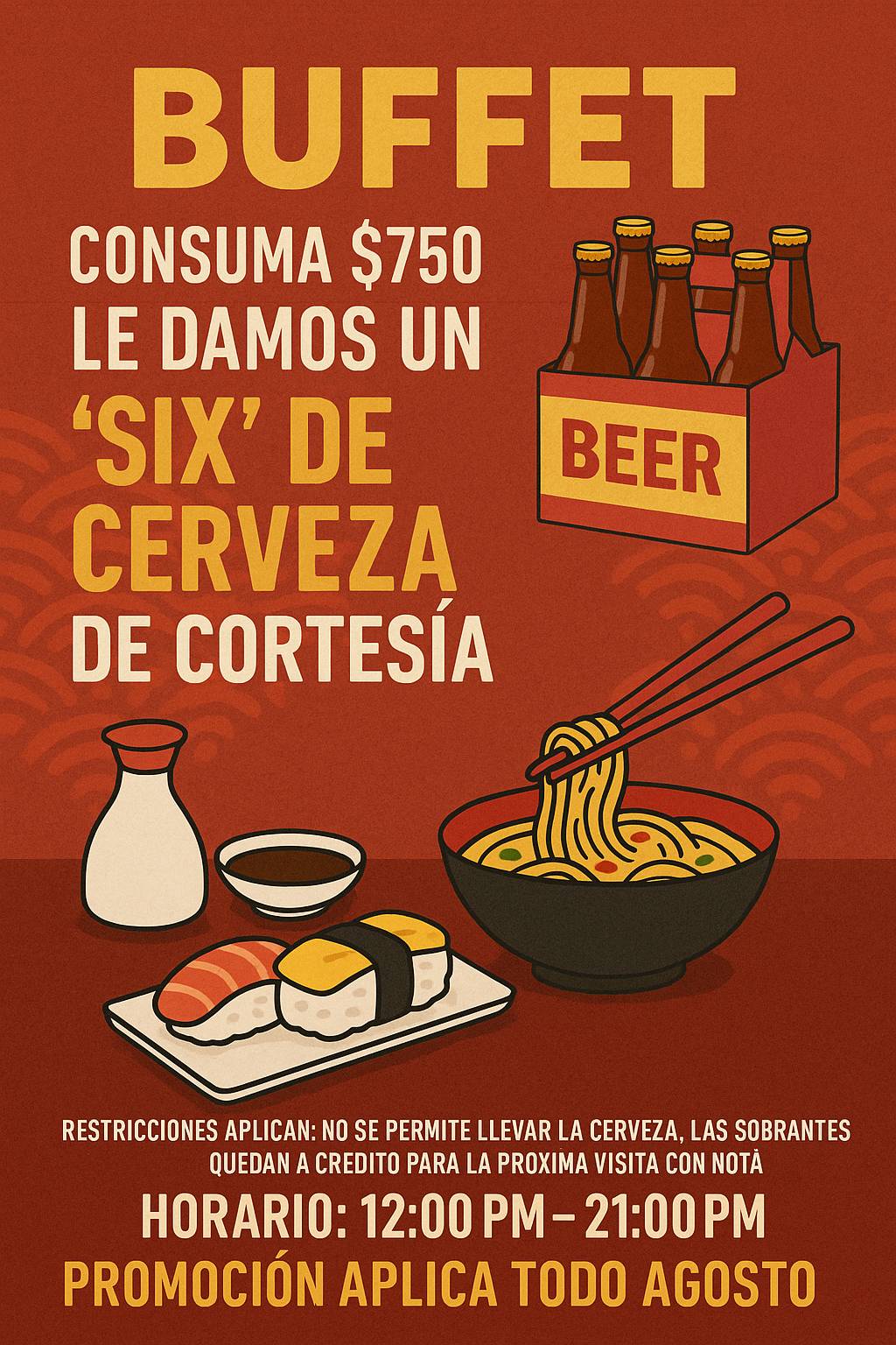 Restaurante buffet comida china Xinhao меню