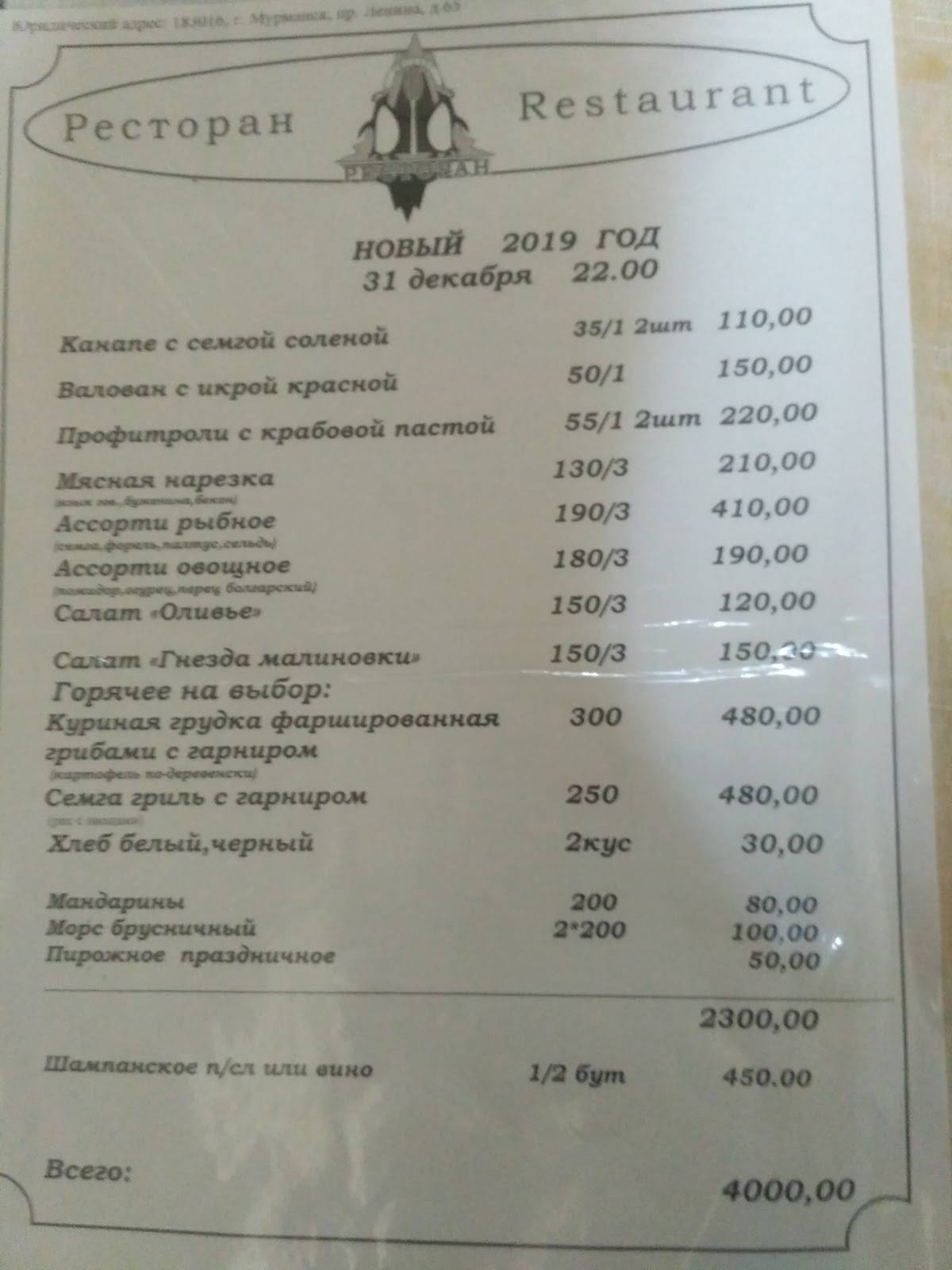 Айсберг меню