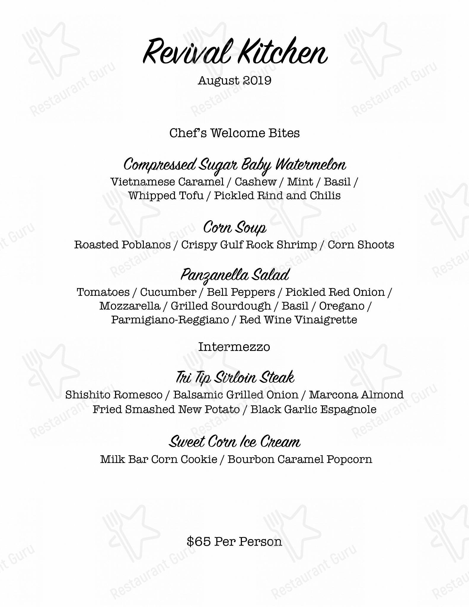 Lunch Menu ресторана Revival Kitchen в Ридсвилле
