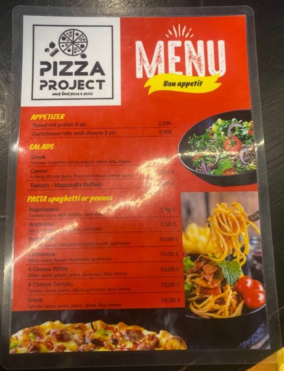 Pizza Project меню
