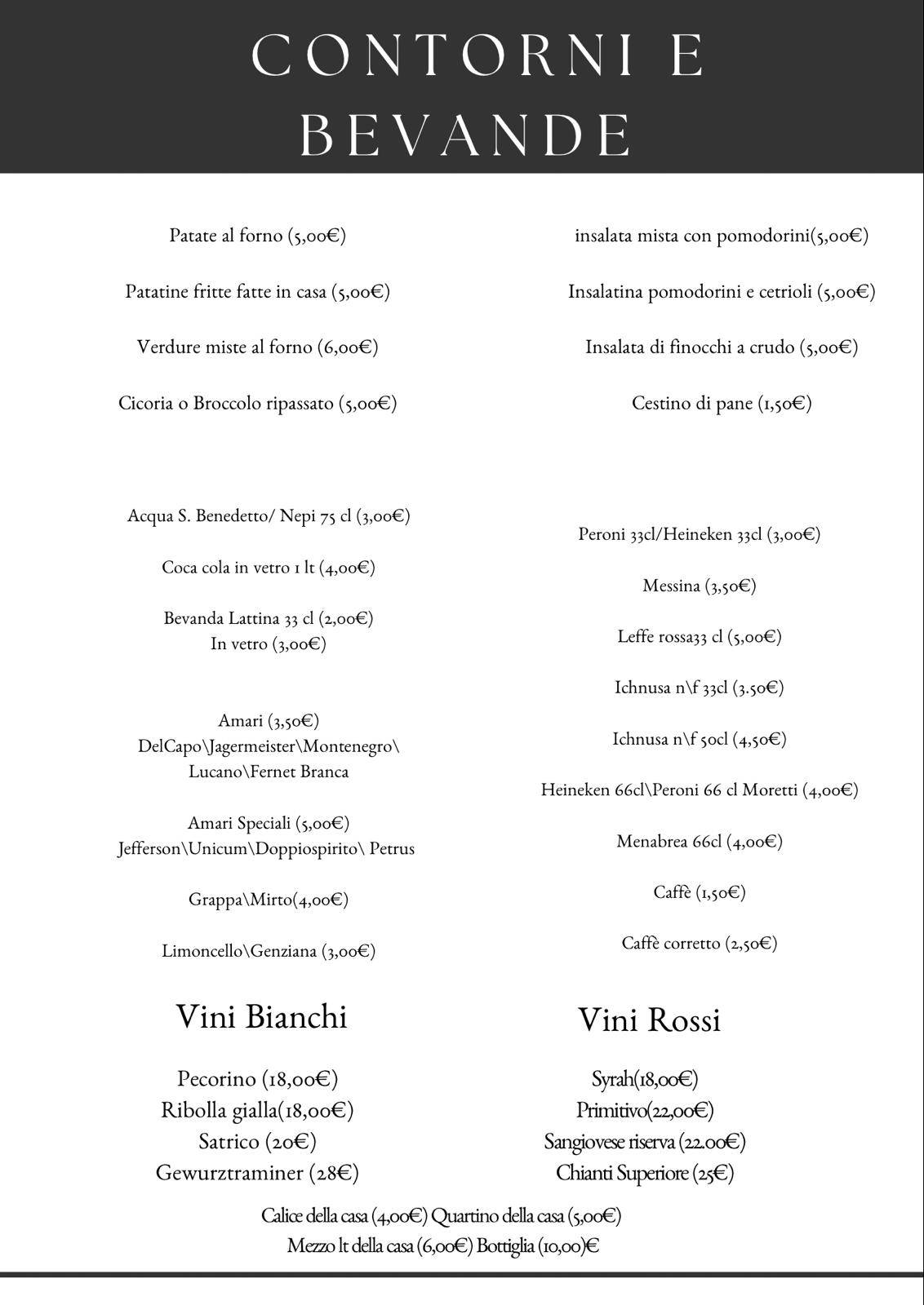 Ristorante 4 Pini меню
