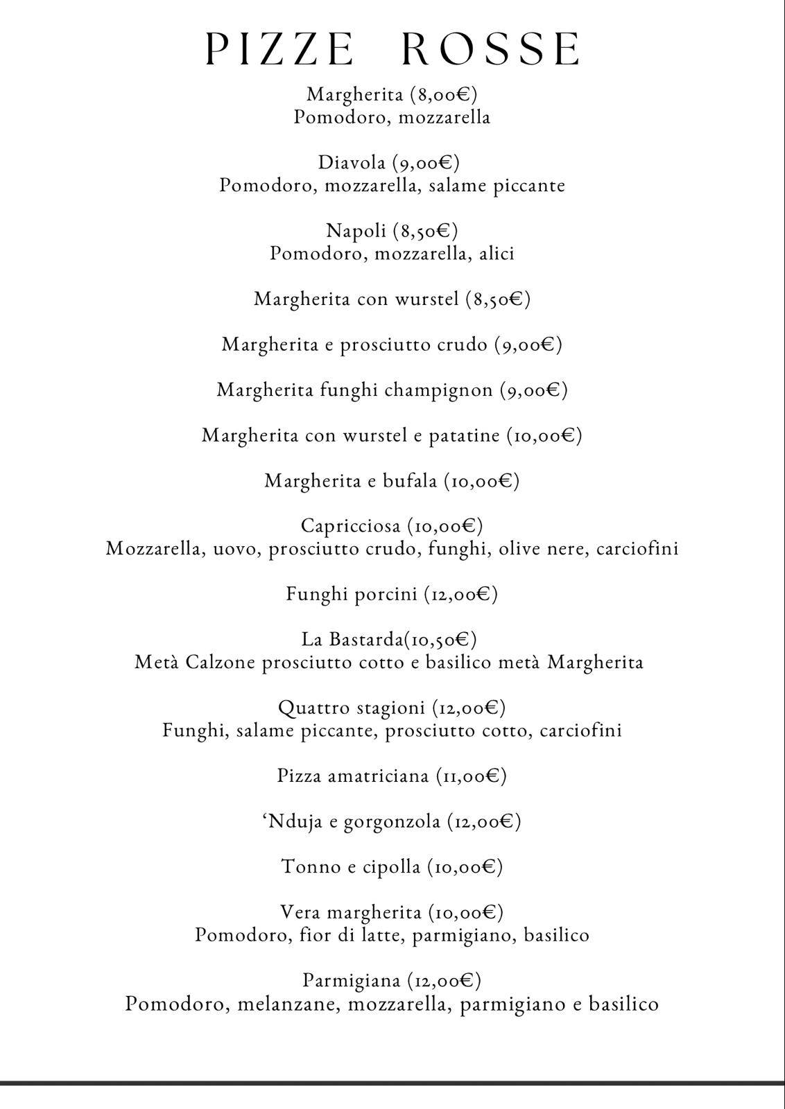 Ristorante 4 Pini меню