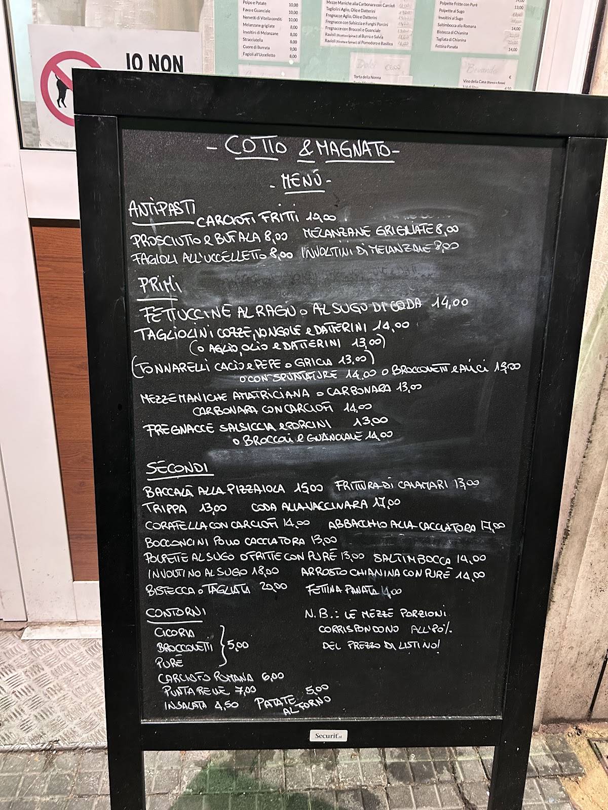 Ristorante Cotto e magnato меню