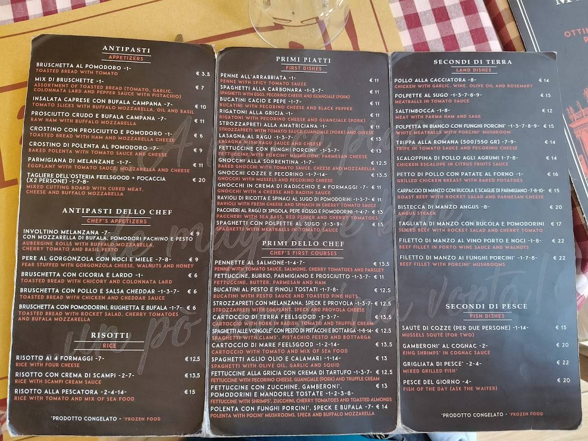 Ristorante Feelsgood меню