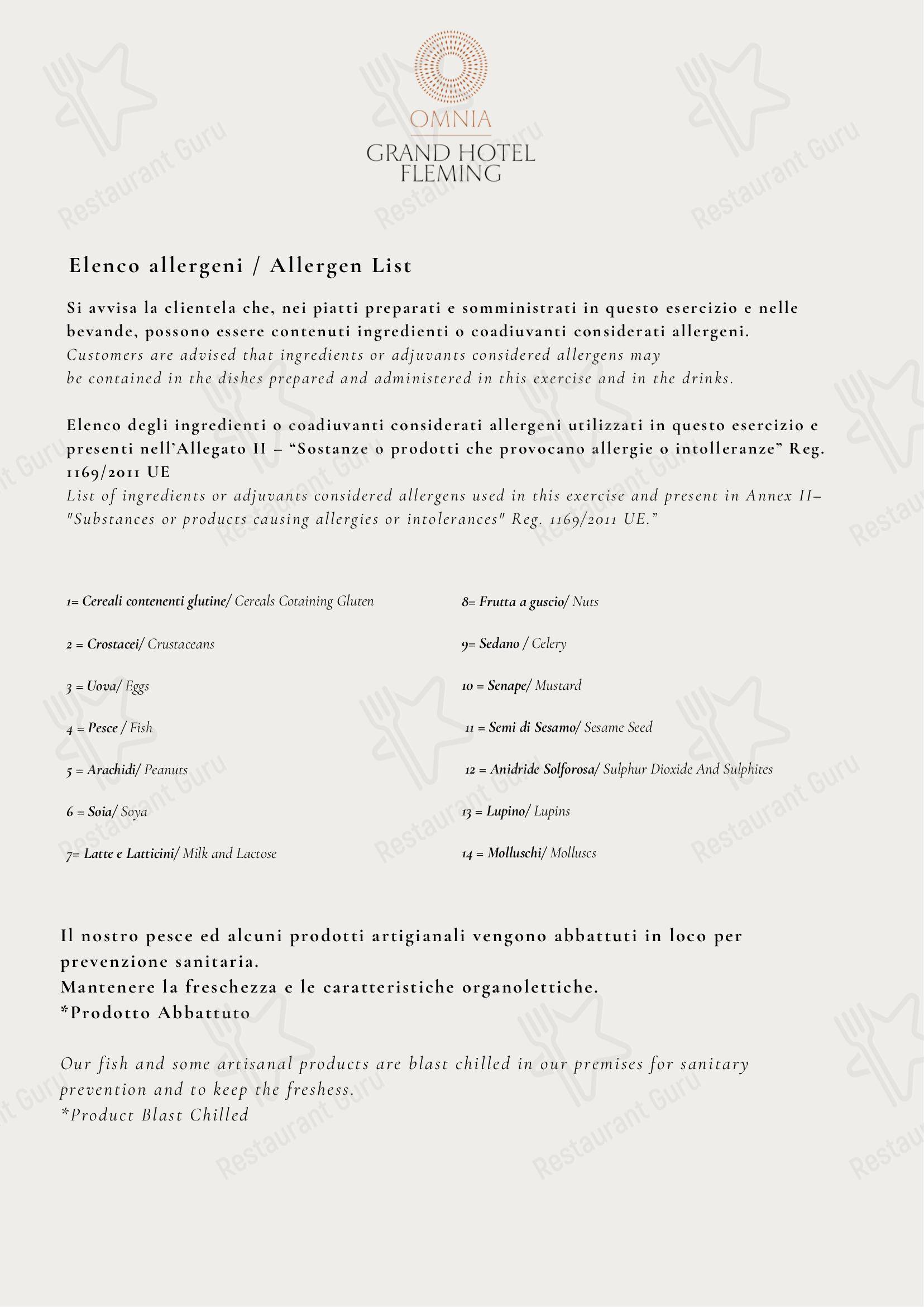 Ristorante Gray's в Риме - Меню