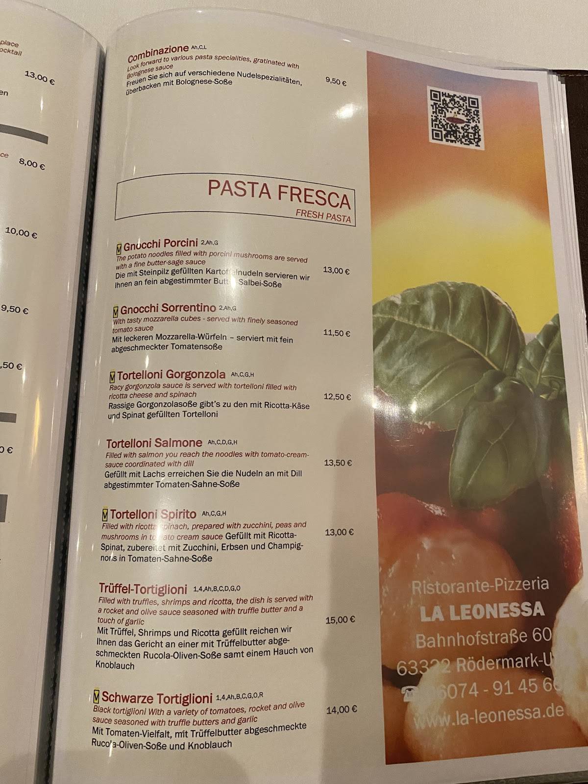 Ristorante La Leonessa меню