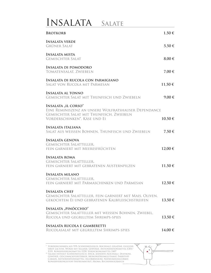 Ristorante Pinocchio Inh. Giuseppe Tedesco меню