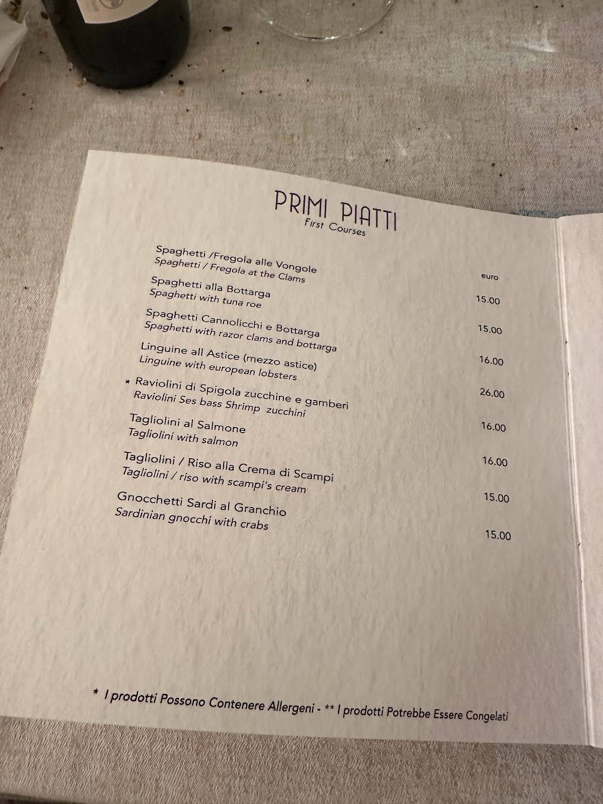 Ristorante Profumo di Mirto меню