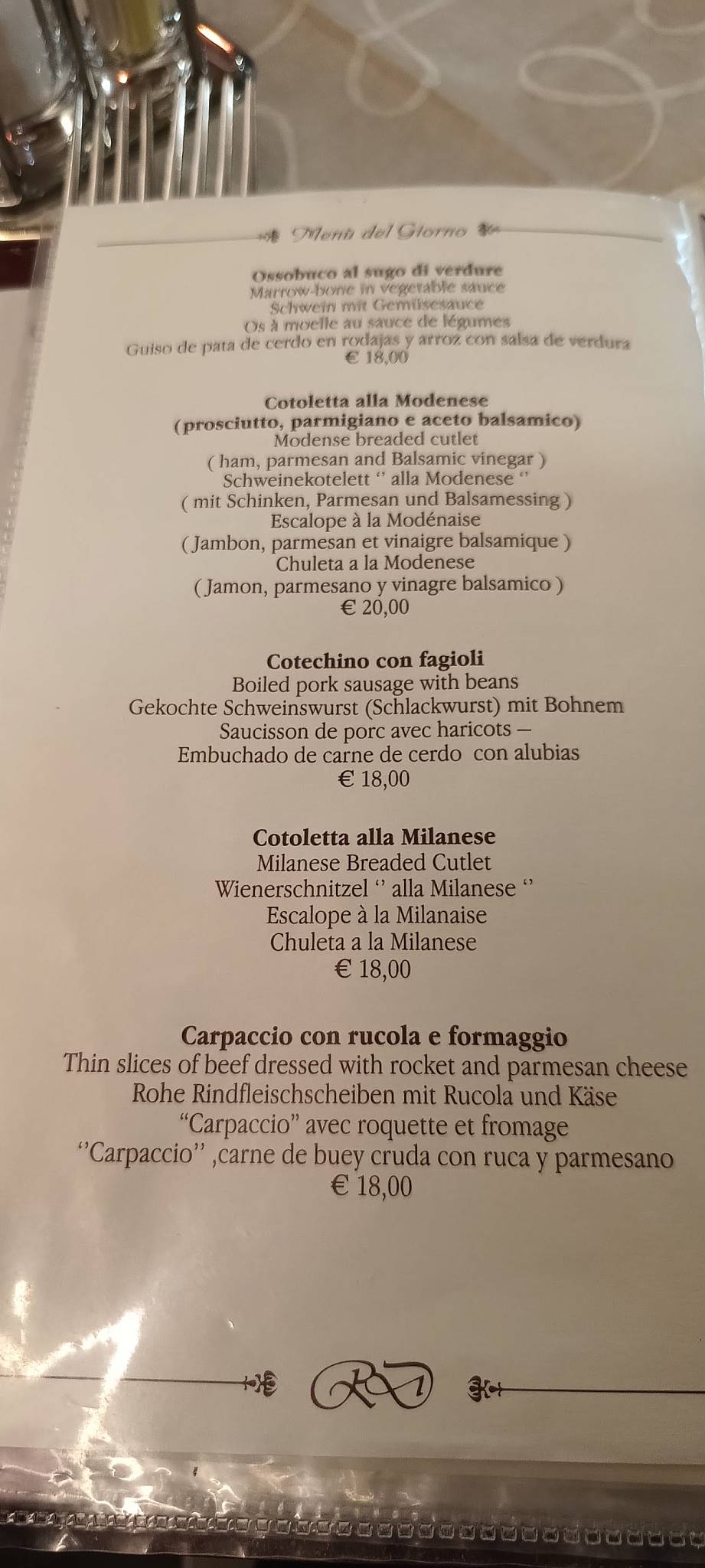 Ristorante da Danilo меню