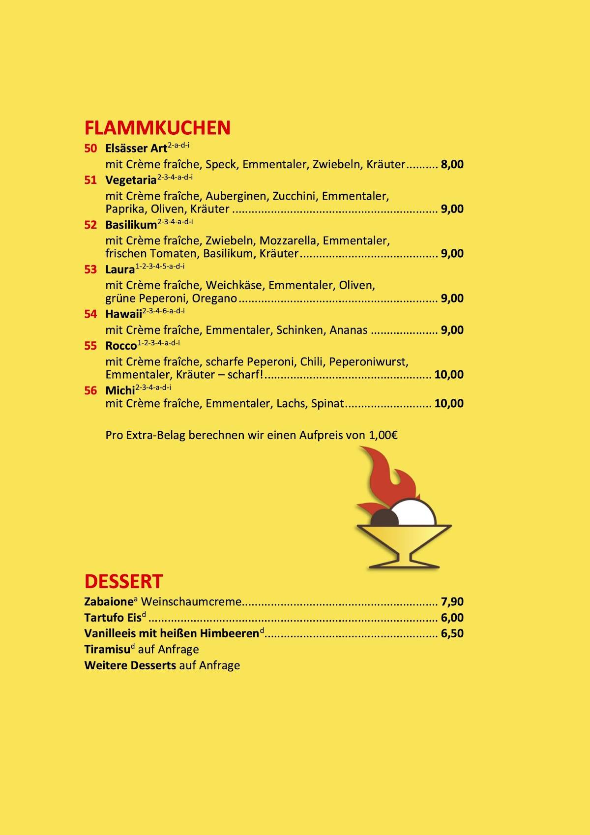 Da Piero Flammeria e Bar меню
