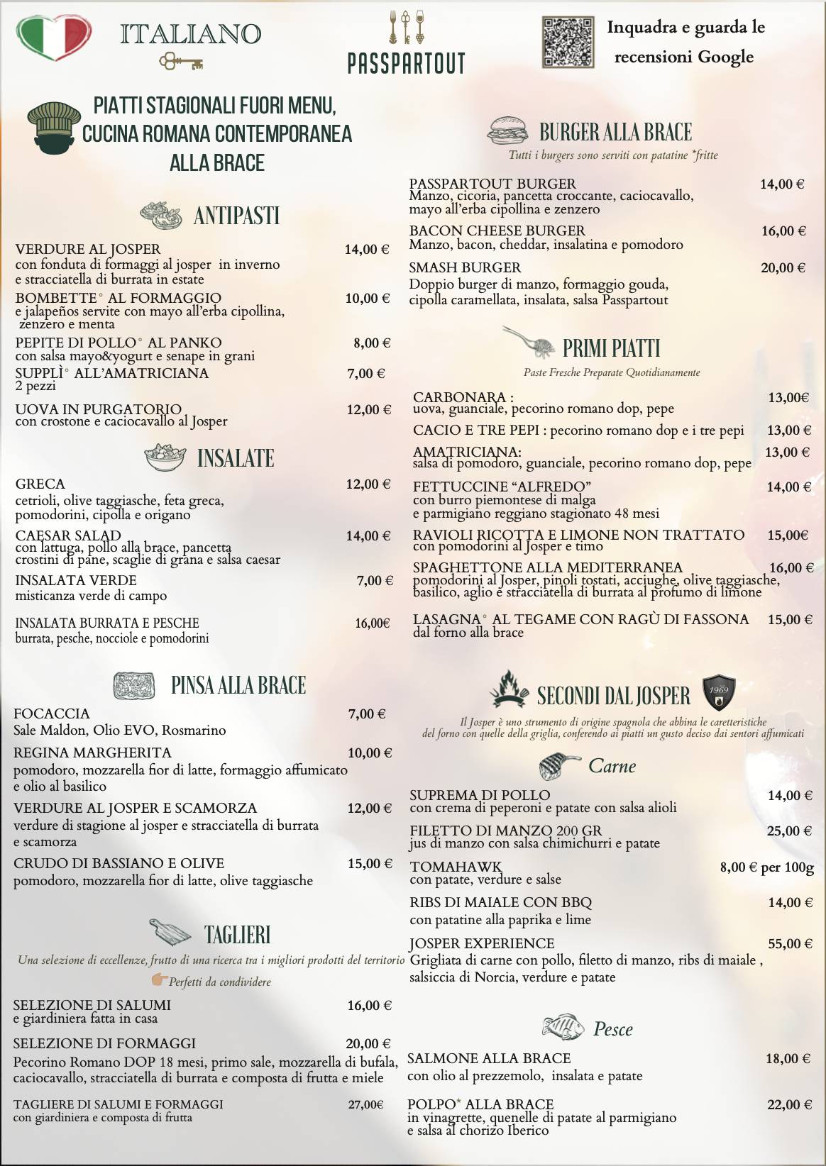 Passpartout Ristorante меню