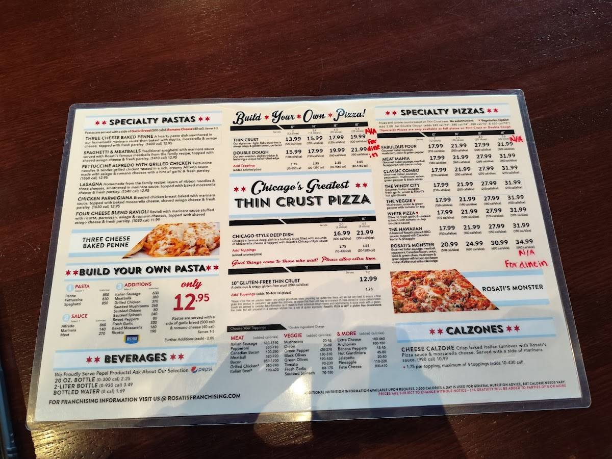 Rosati's Pizza меню