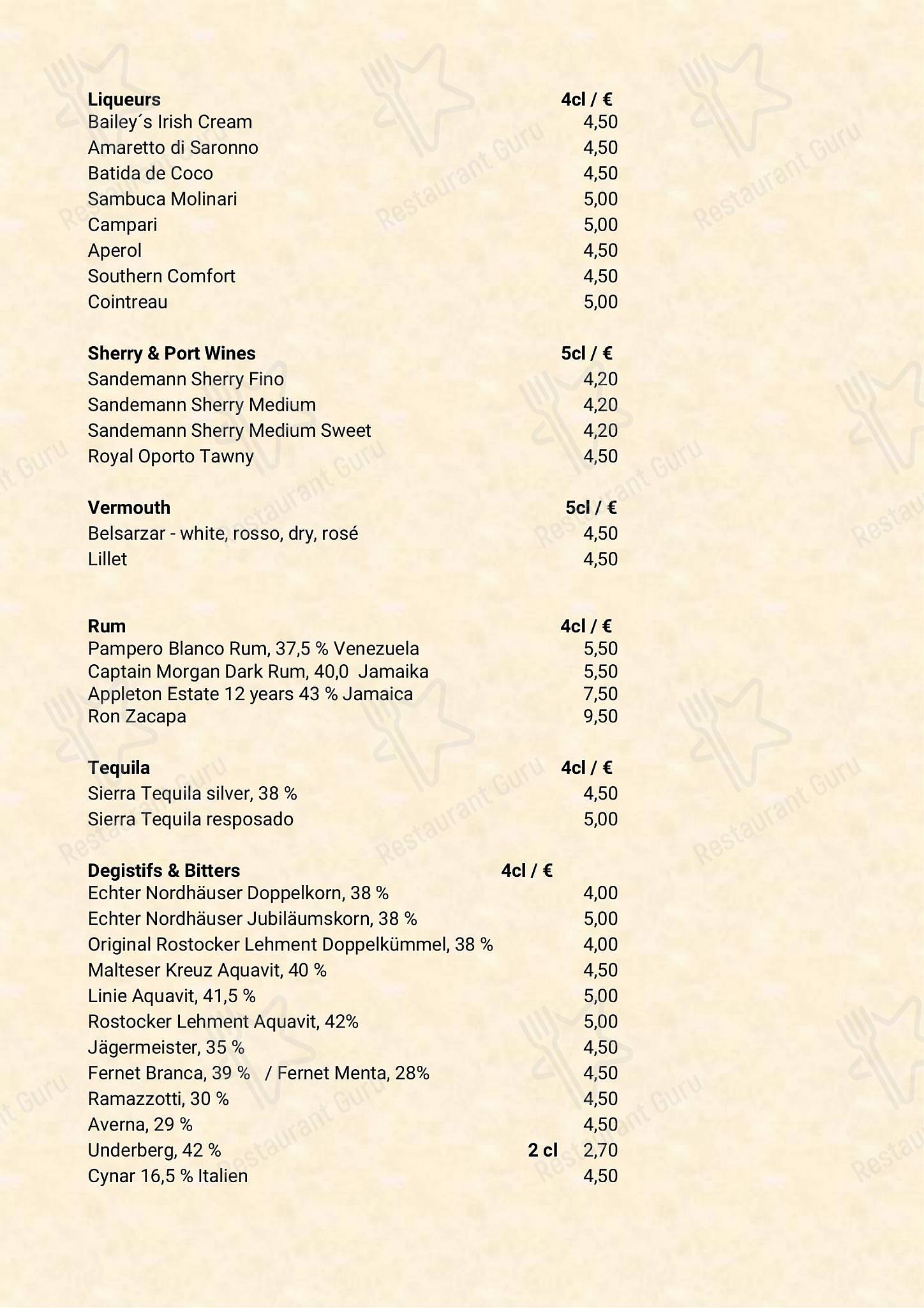 Hotel Godewind в Ростоке - Dinner Menu
