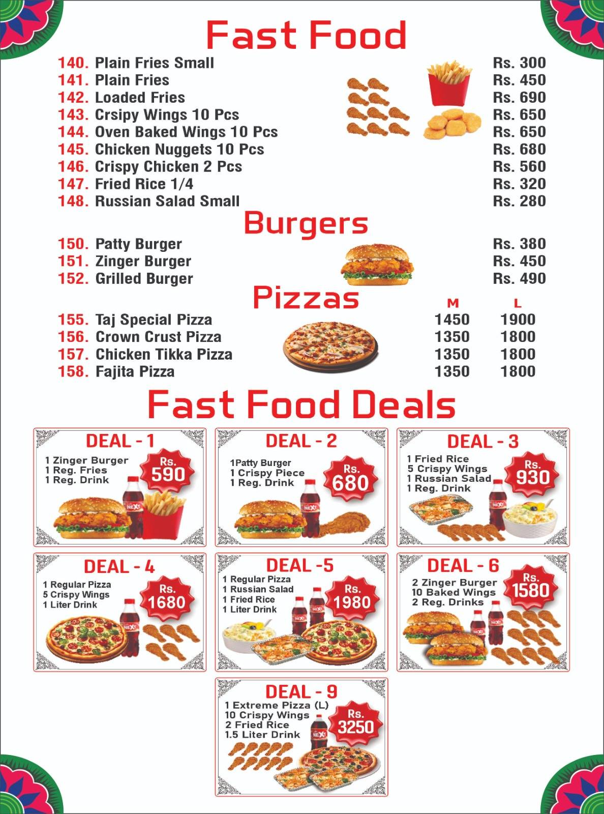 Royal Taj Restaurant Rohri Sukur меню