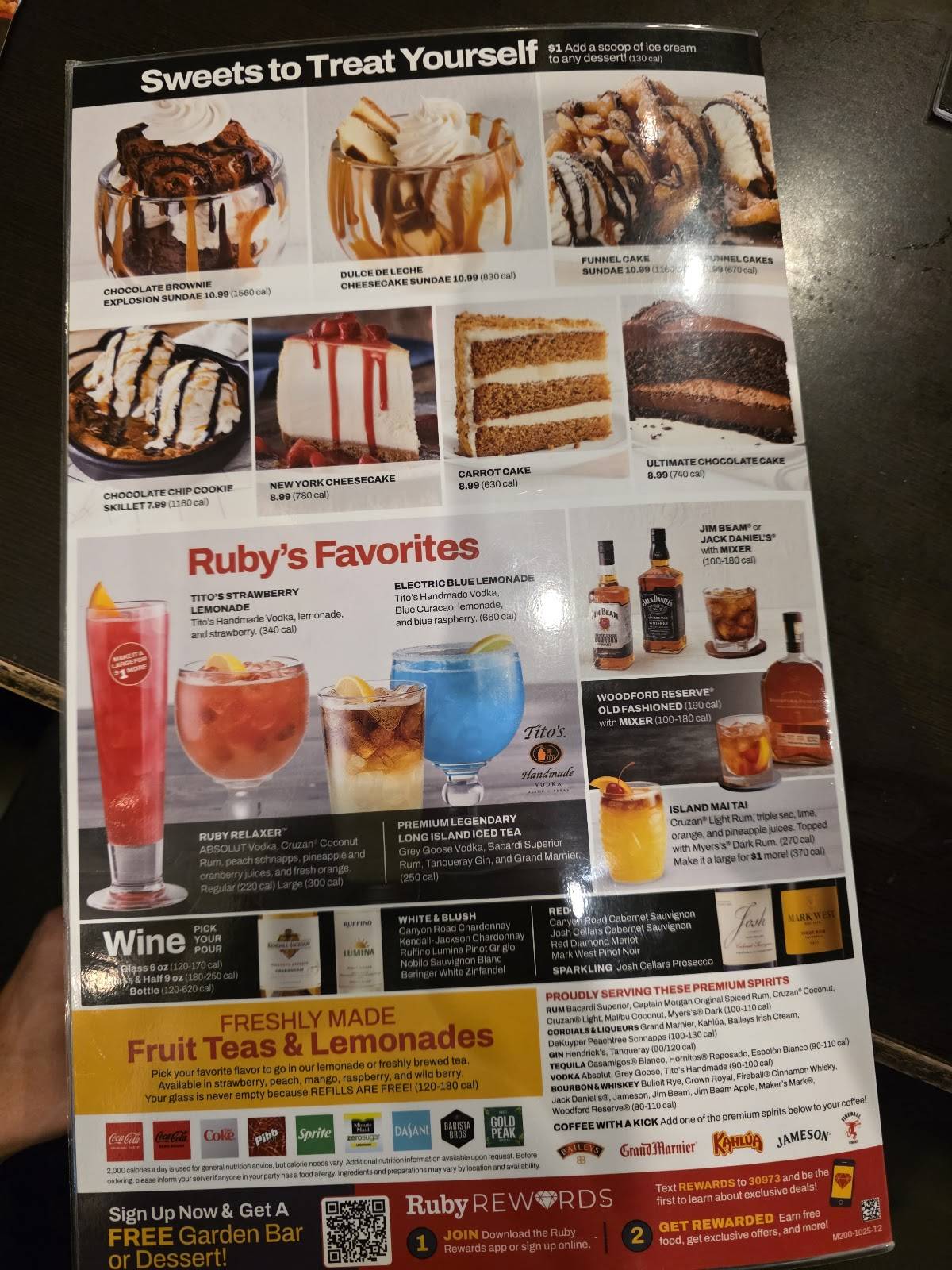 Ruby Tuesday меню