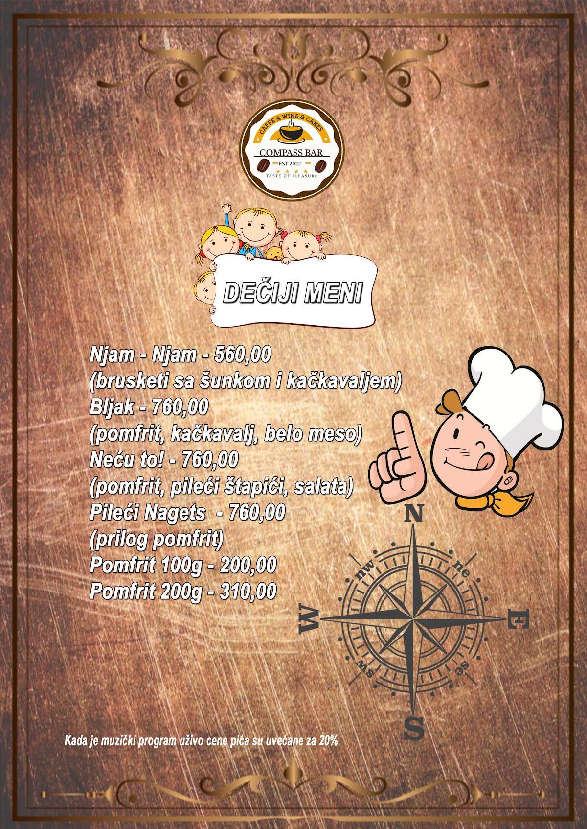 Caffe Pizza Bar Compass меню