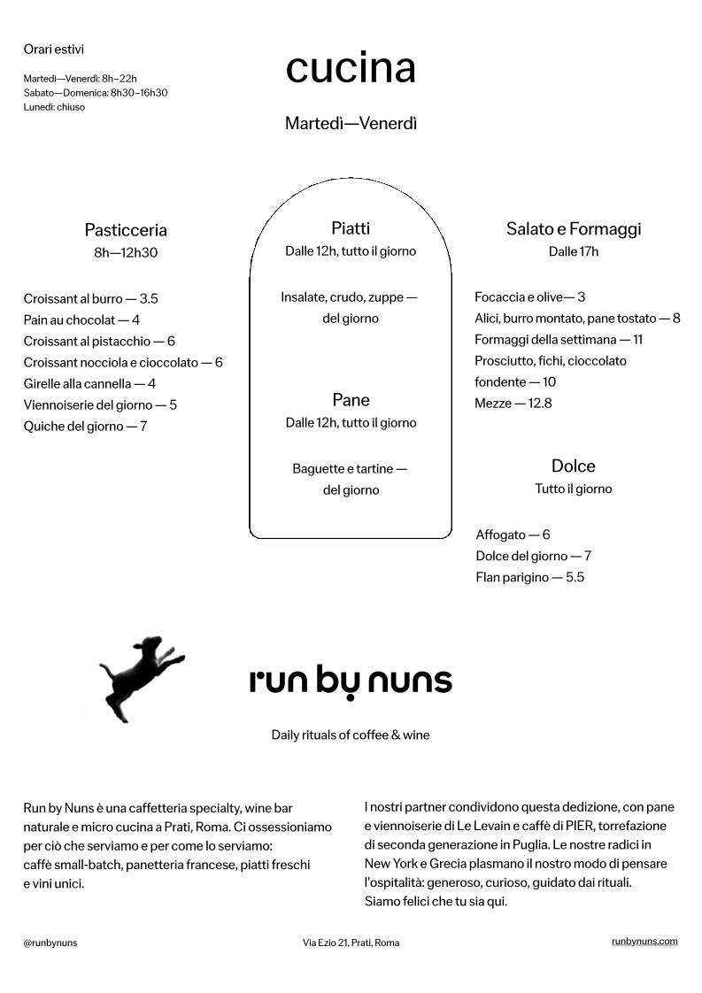 Run by Nuns меню