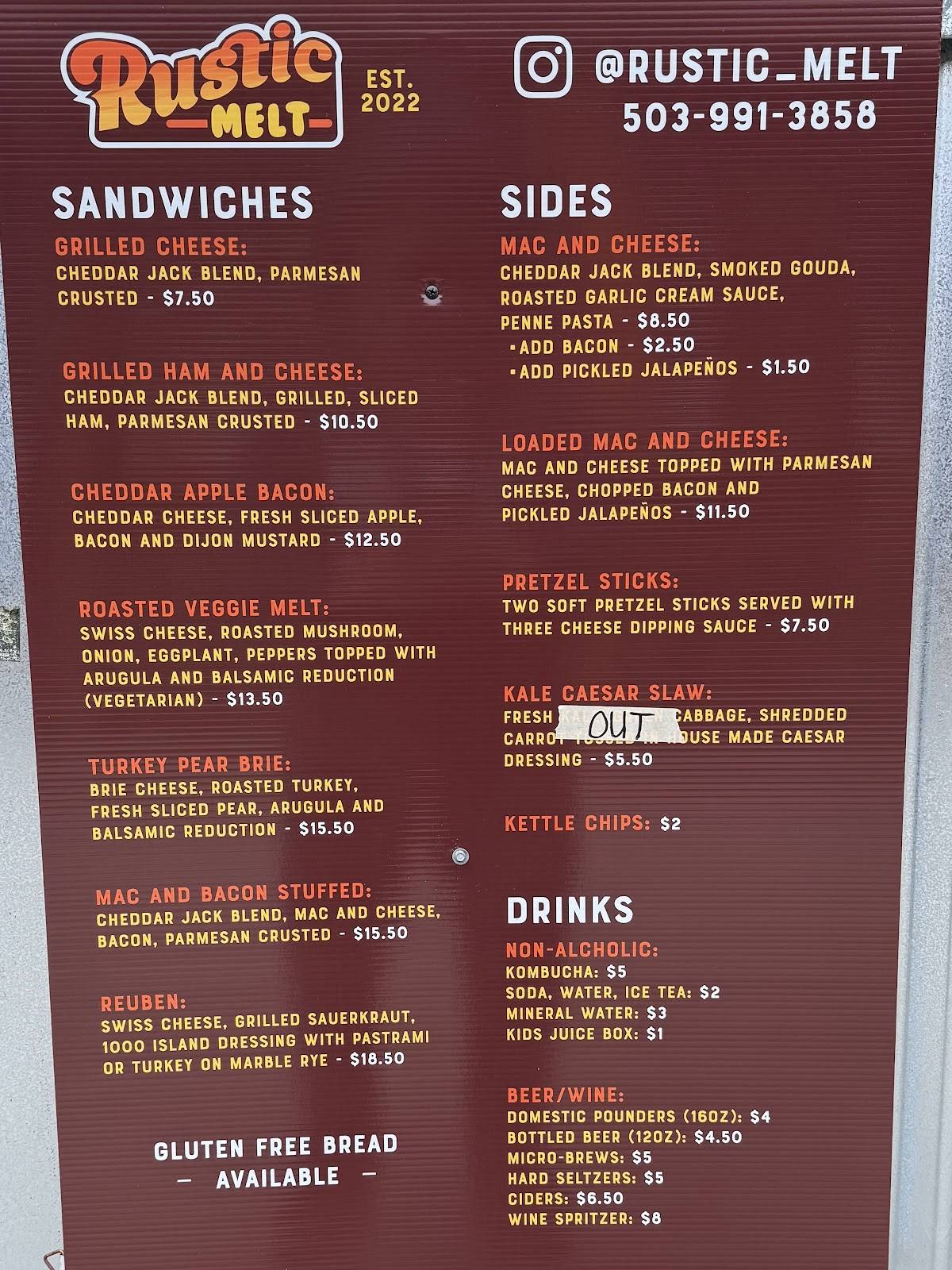 Rustic Melt меню