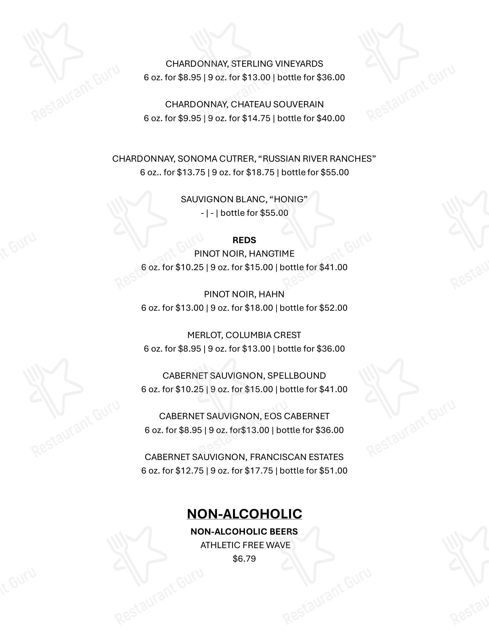 Меню Rusty Bucket Restaurant and Tavern - блюда и напитки