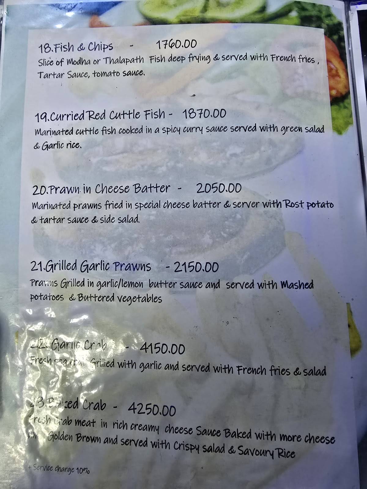 Sea Fish Restaurant меню