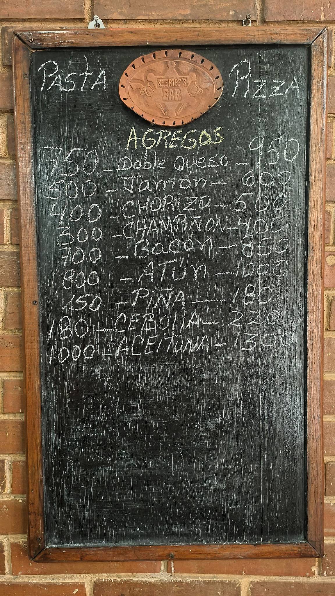 Sheriff's Bar меню