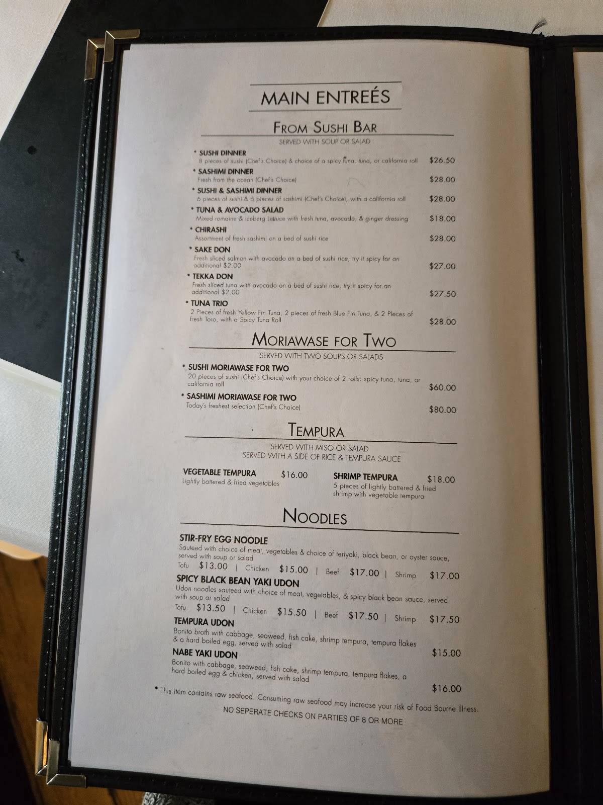 Shiro Restaurant Sushi меню