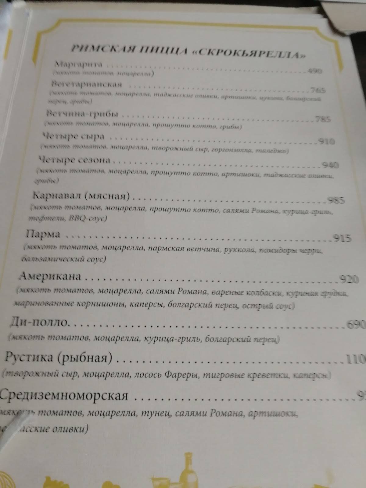 Сладкая Италия меню