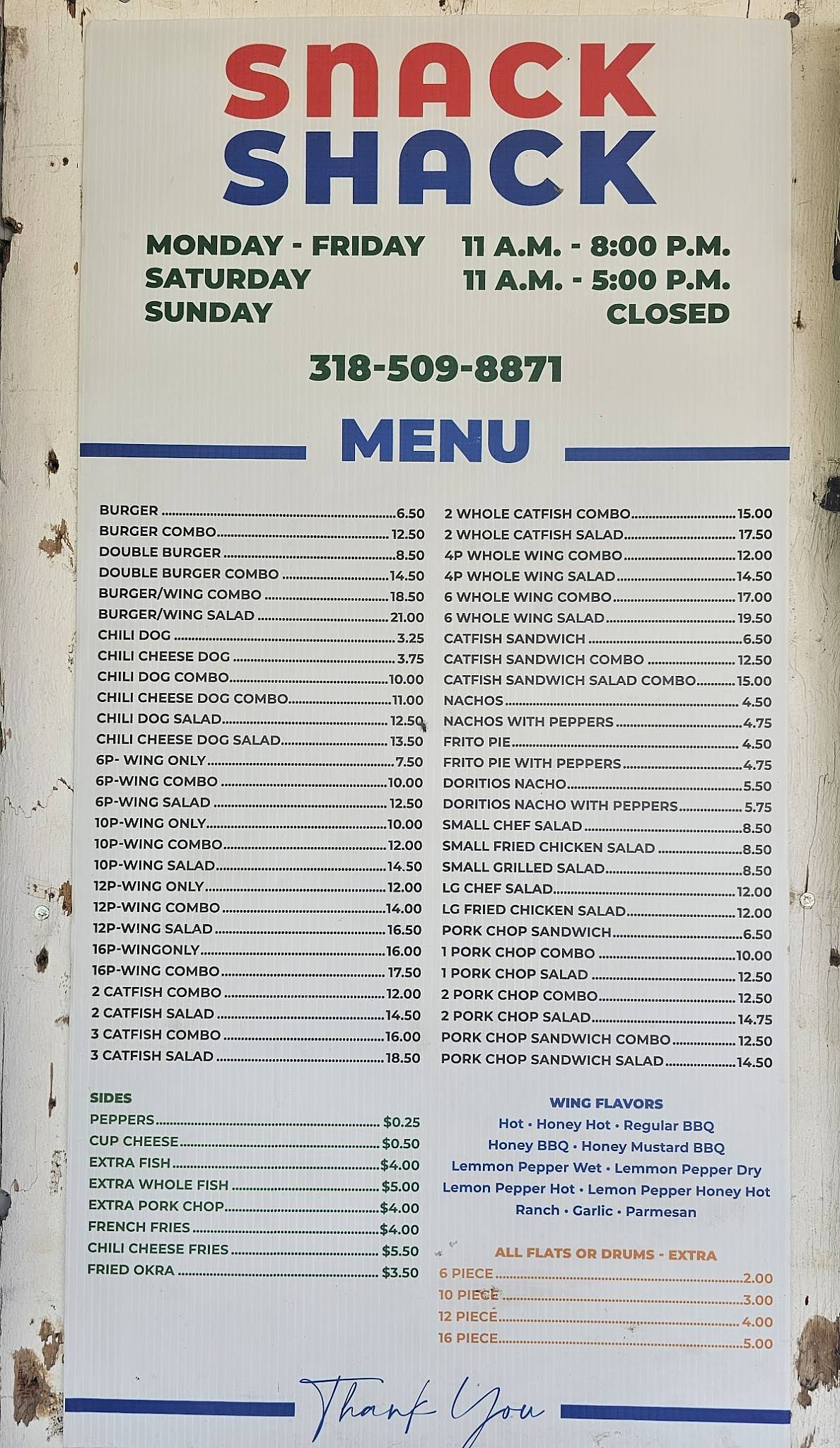 Snack Shack меню