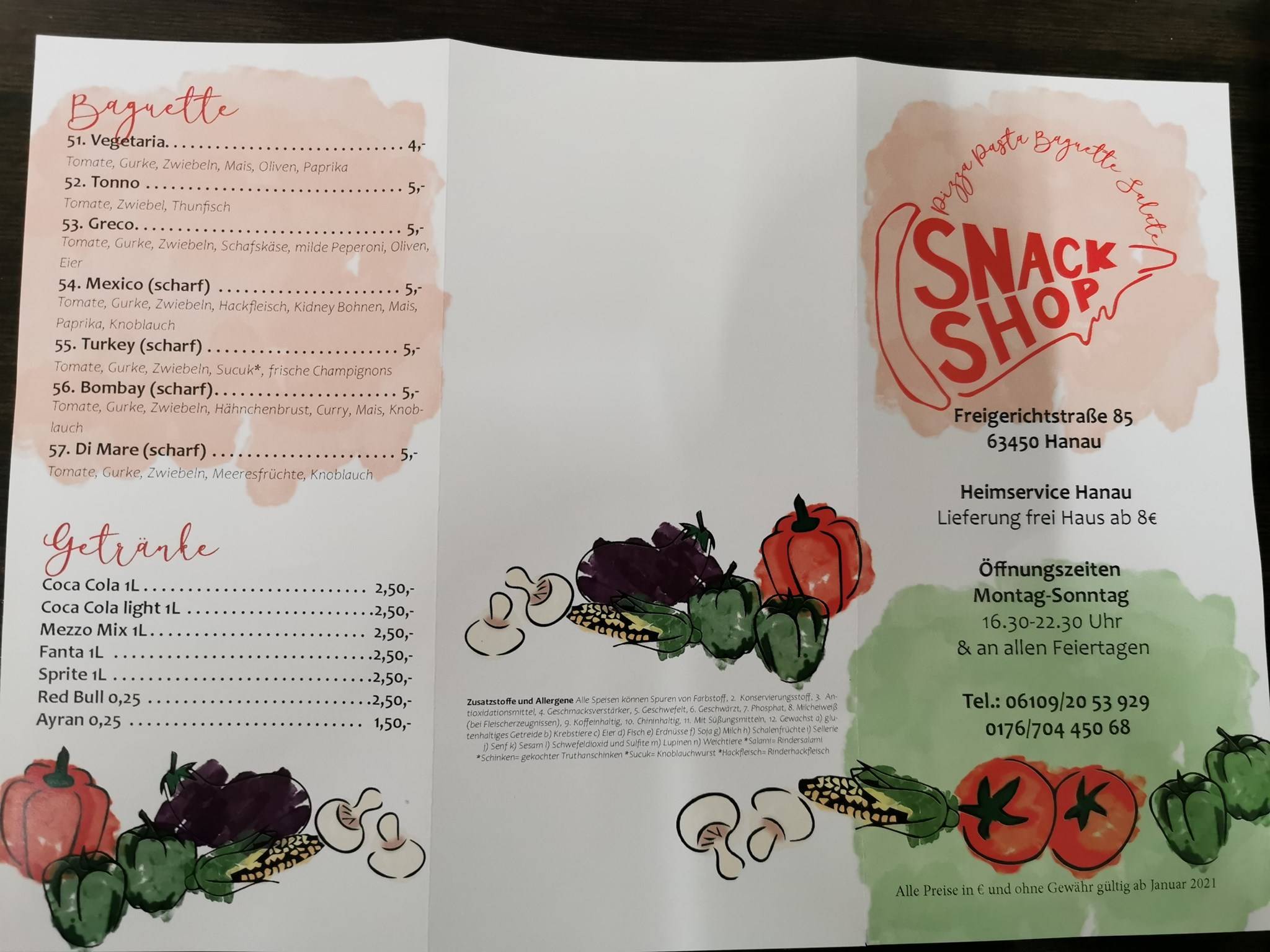 Snack Shop меню