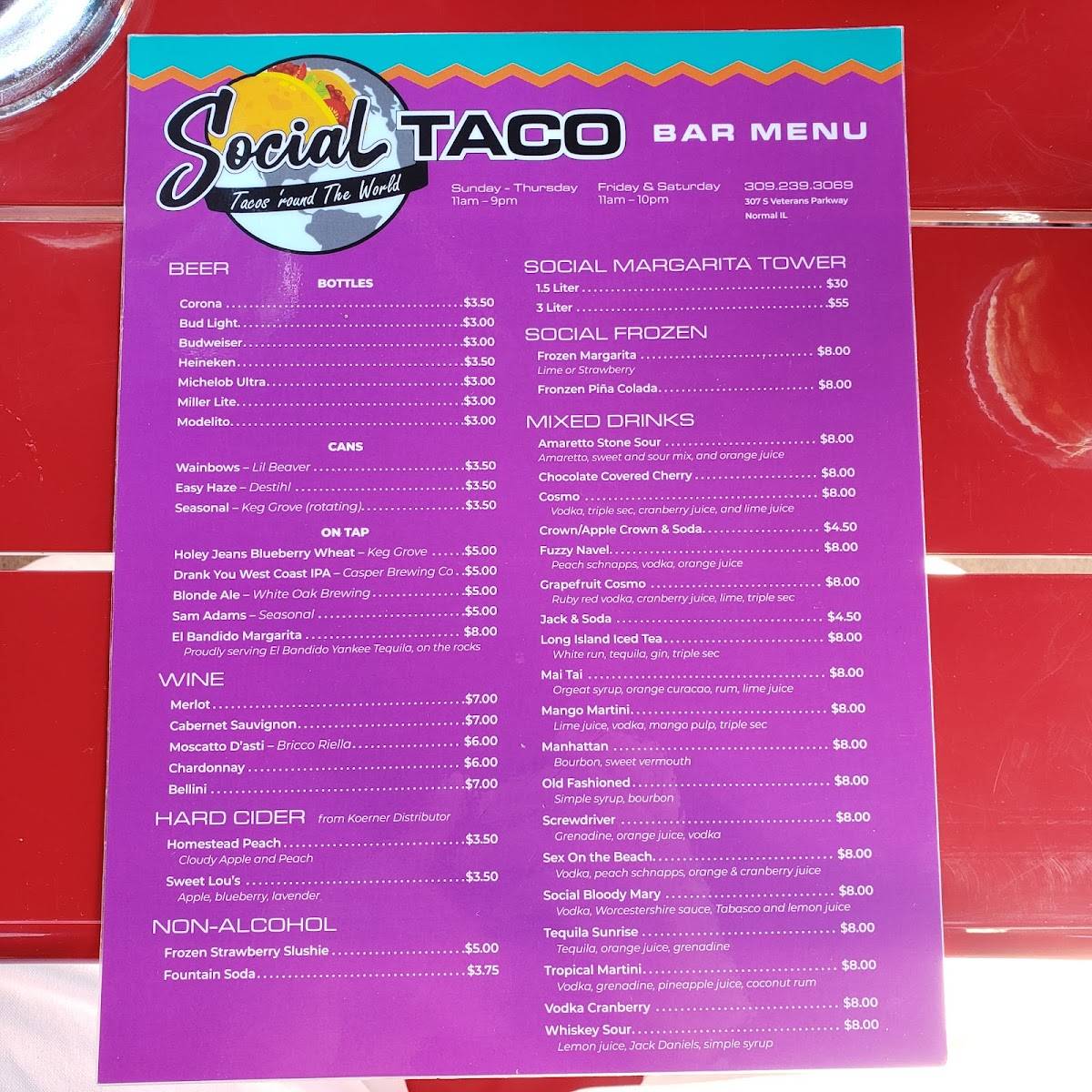 Social Taco меню