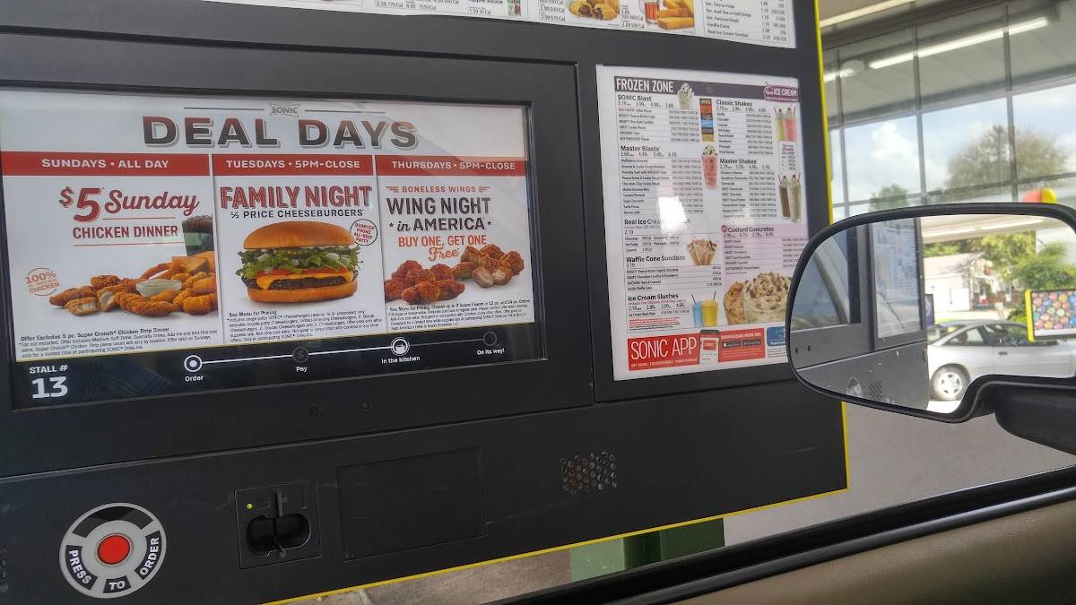 Sonic Drive-In меню