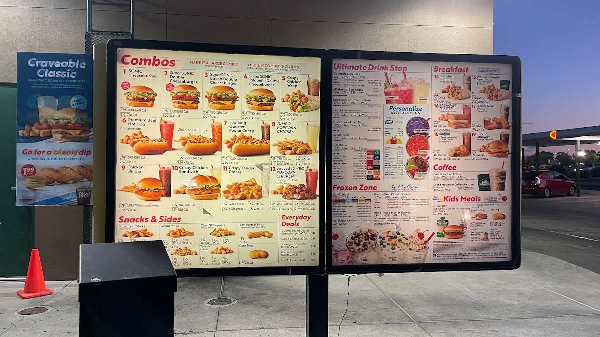 Sonic Drive-In меню