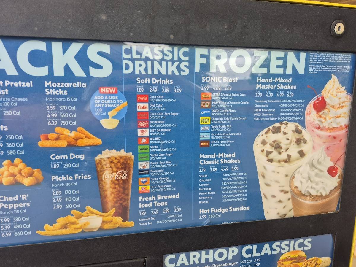 Sonic Drive-In меню