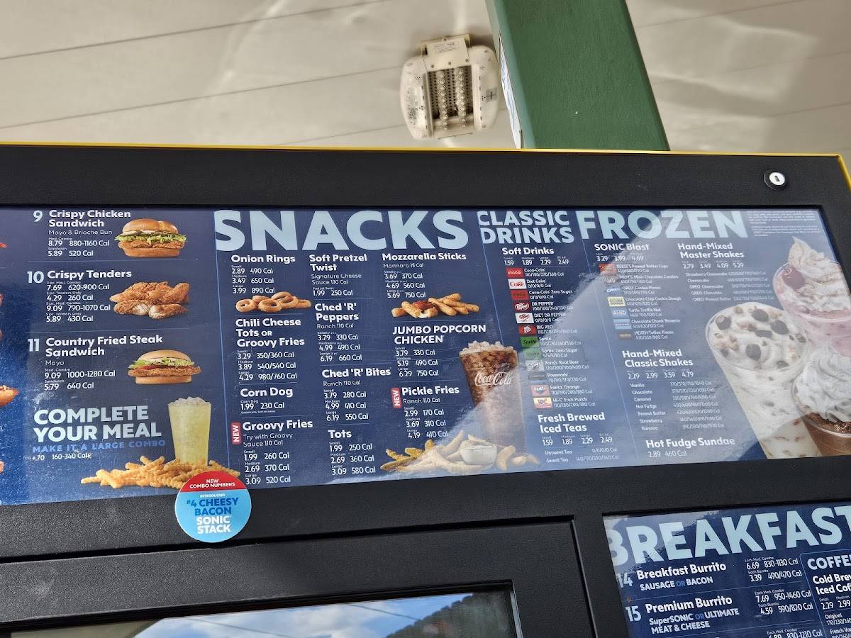Sonic Drive-In меню