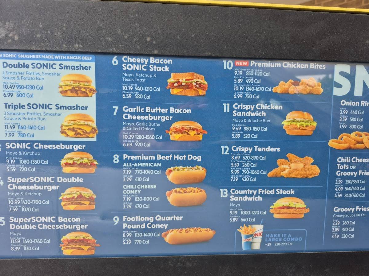 Sonic Drive-In меню