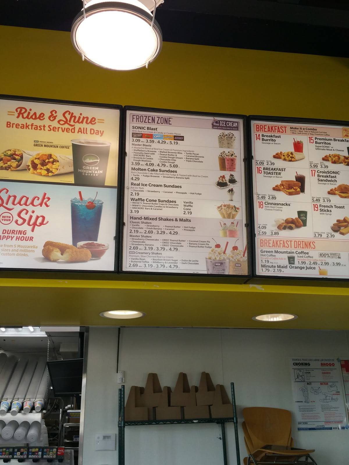 Sonic Drive-In меню