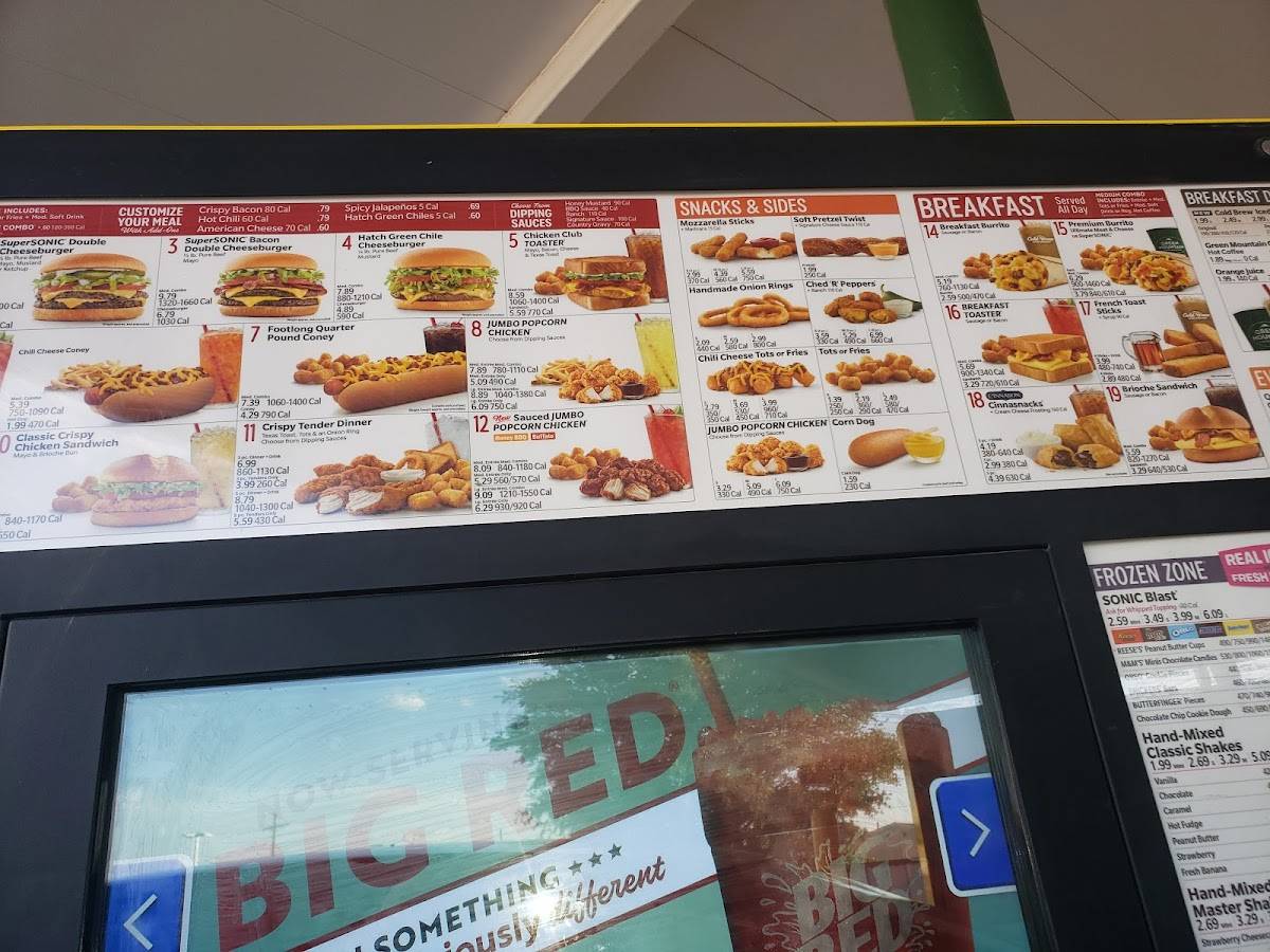 Sonic Drive-In меню