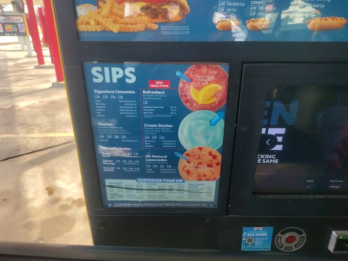 Sonic Drive-In меню