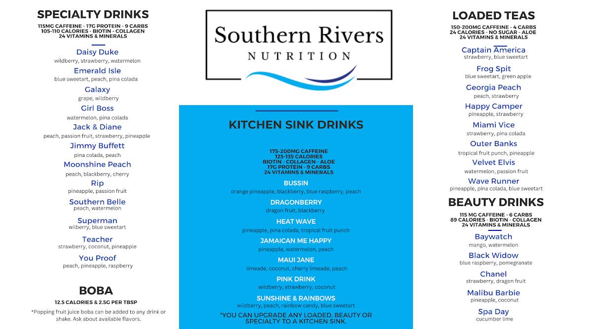 Southern Rivers Nutrition меню