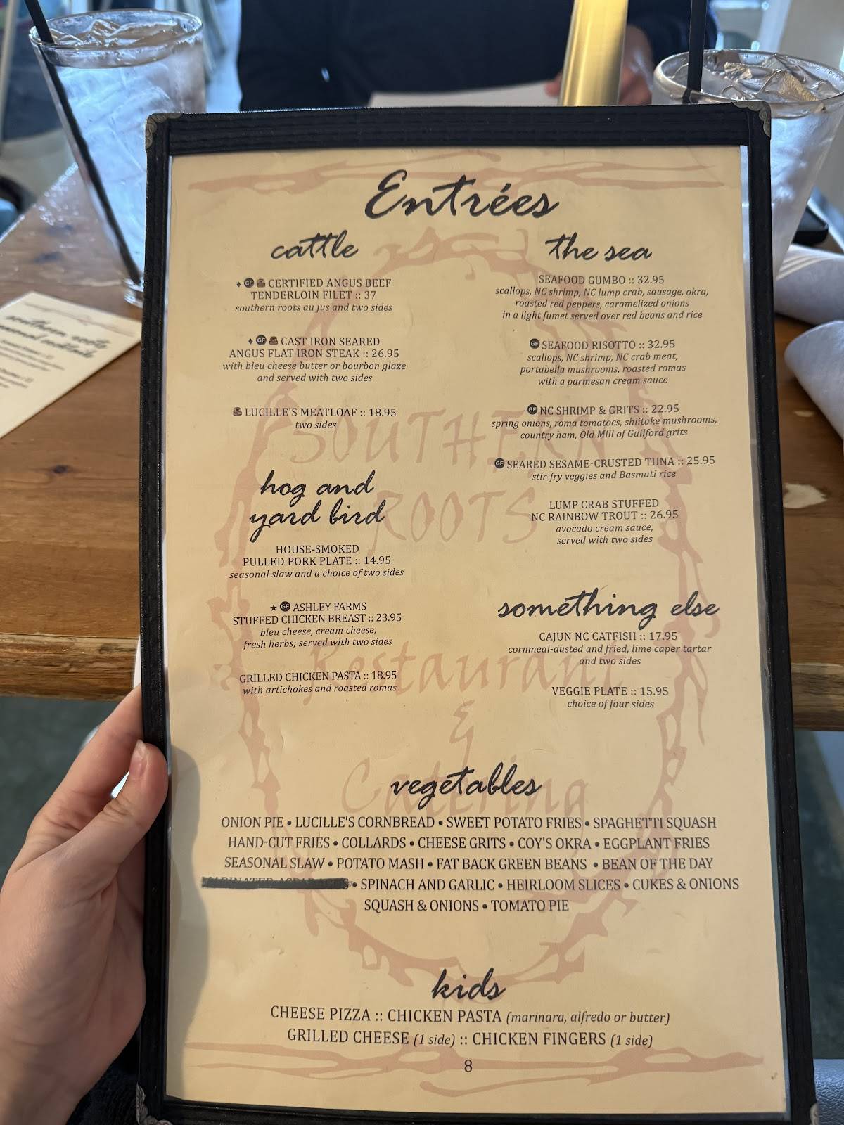 Southern Roots Restaurant меню