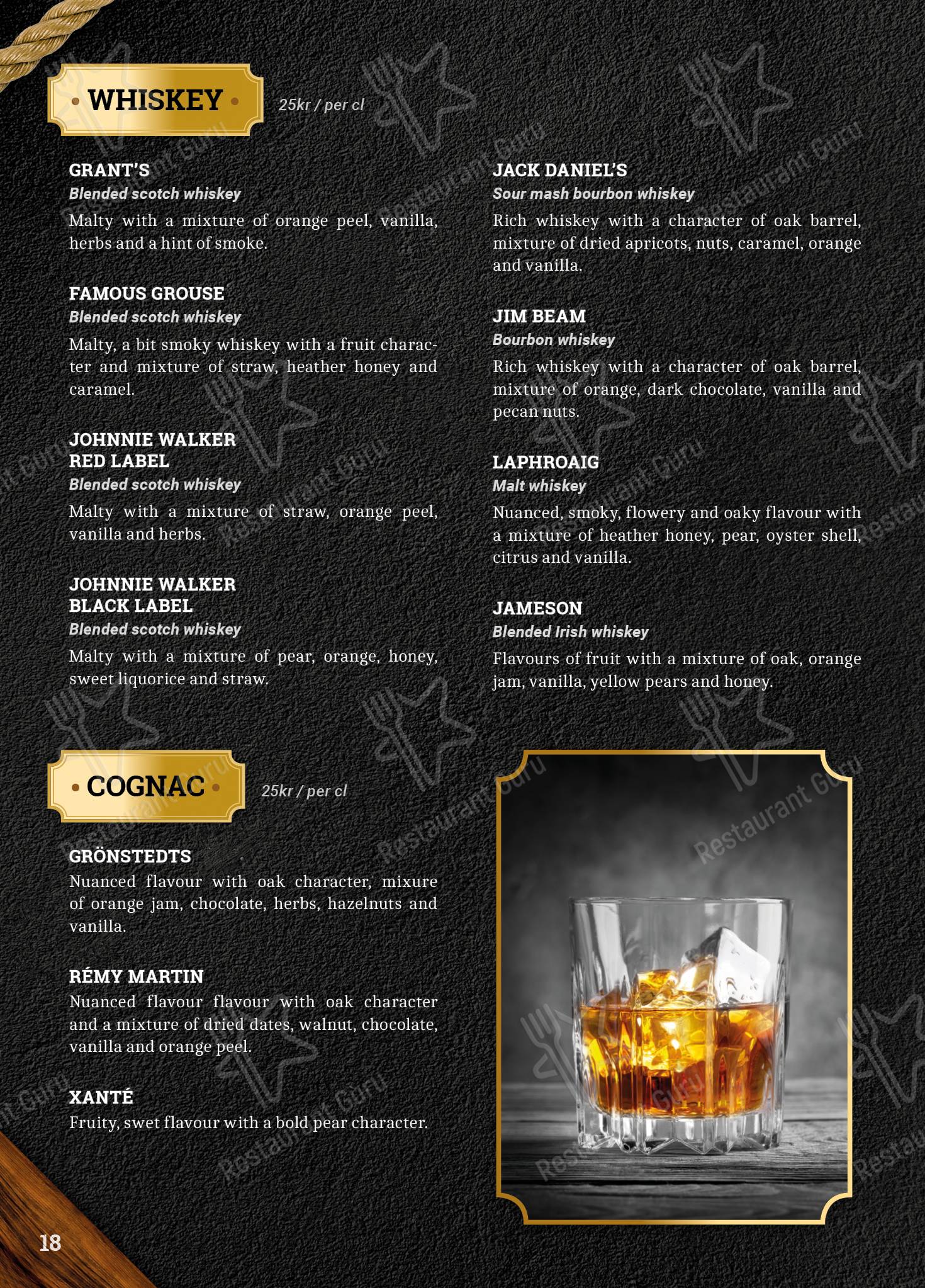 Меню для посетителей стейк хауса Flaming Bull
