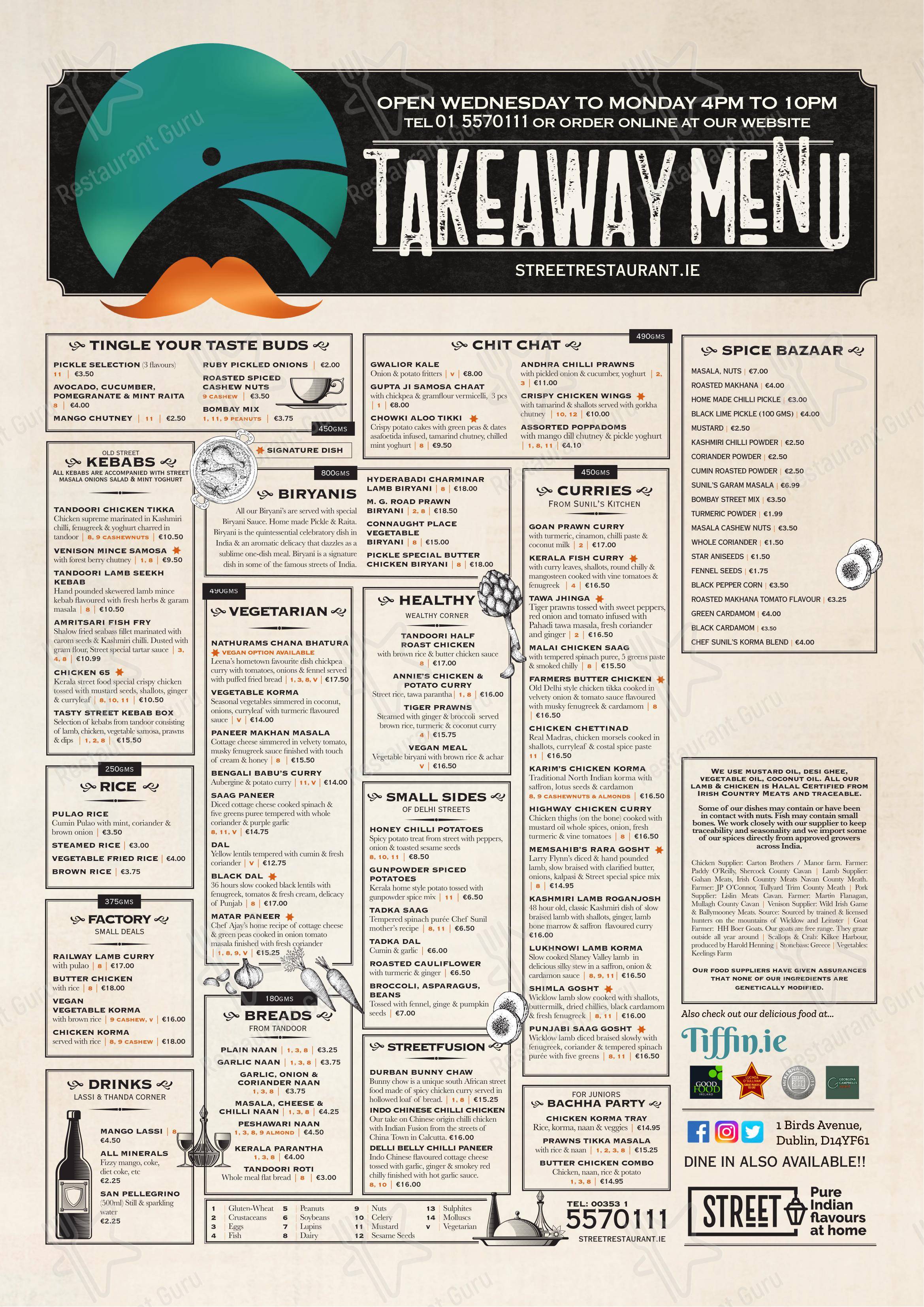 Меню ресторана Street Restaurant - Ночное меню