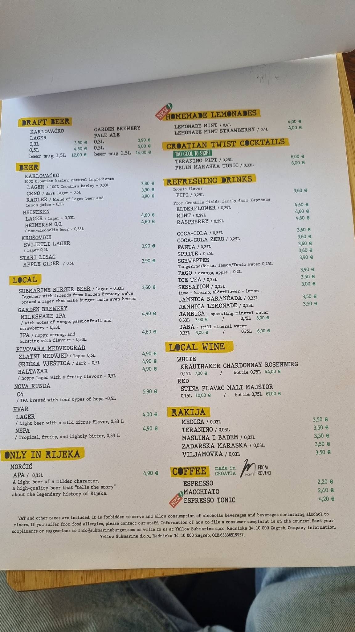 Submarine Burger Rijeka меню