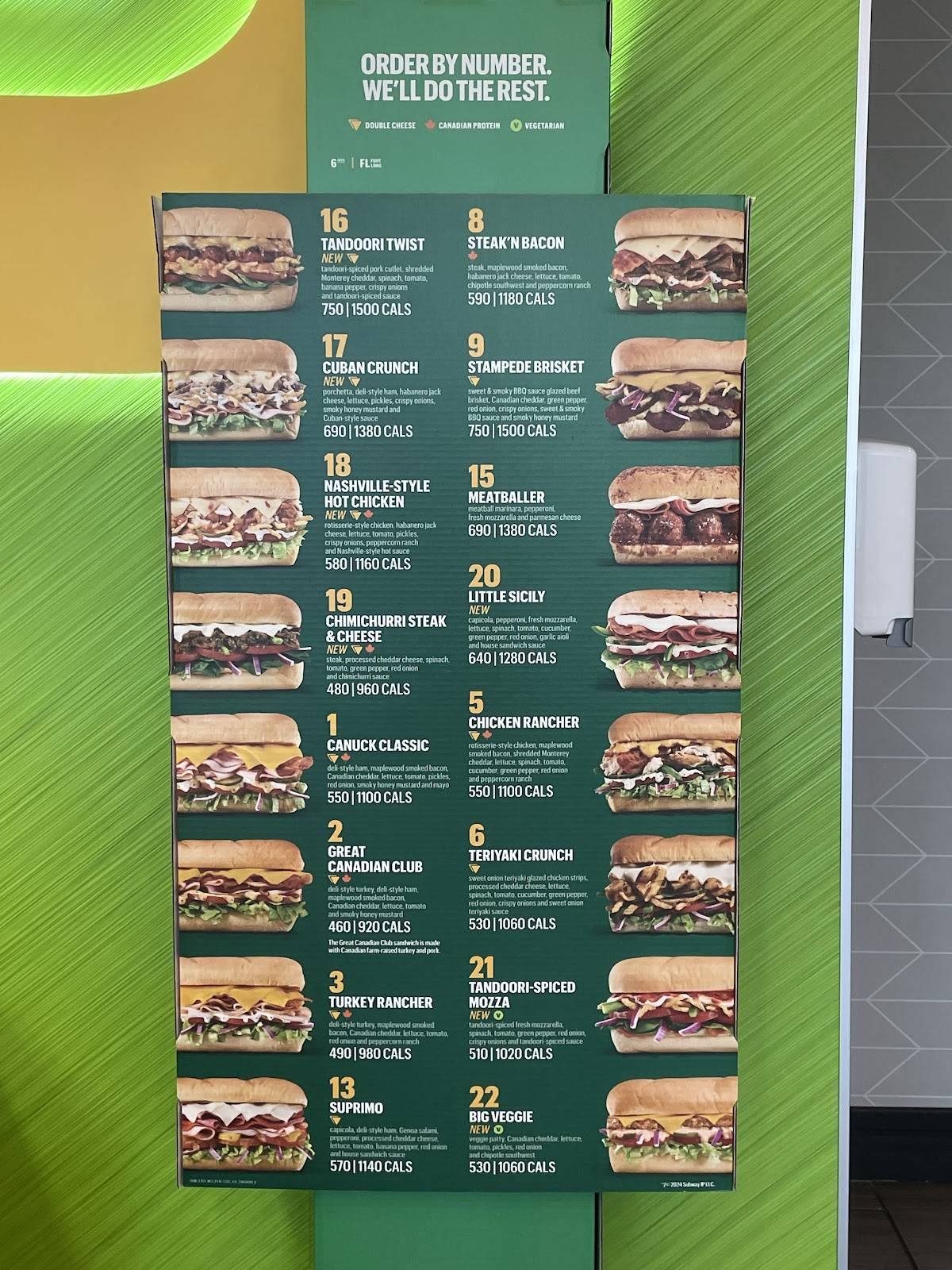 Subway меню